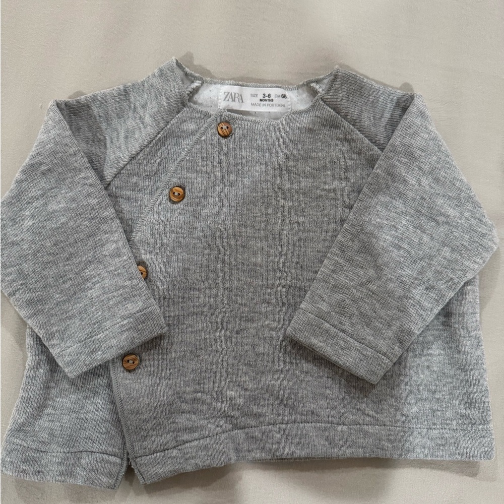 Zara Kids Gray Sweater with Wooden Buttons